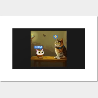 A Cat and An Owl Funny Pet Owner Funny Chit Chat Posters and Art